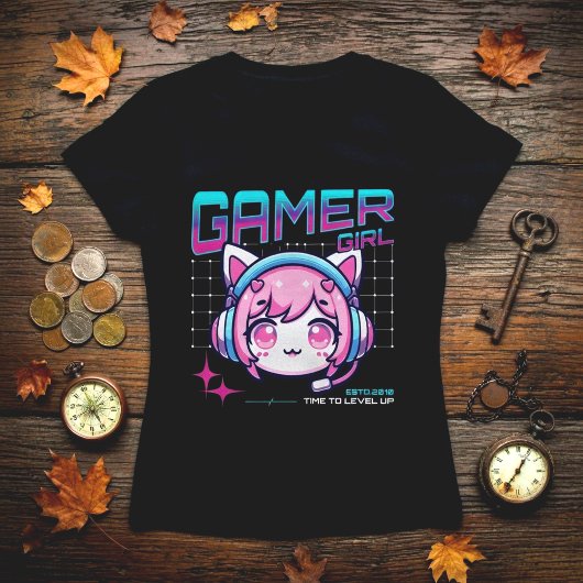 Gamer Girl Cat T-Shirt Tシャツ