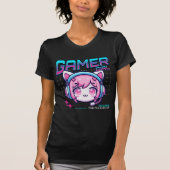 Gamer Girl Cat T-Shirt Tシャツ (正面)