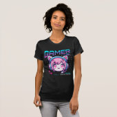 Gamer Girl Cat T-Shirt Tシャツ (正面フル)