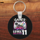 Gamer Girl Level 11 Unlocked Video Game 11th Birth キーホルダー (正面)