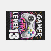 Gamer Girl Level 13 Unlocked Video Game 13th Birth フリースブランケット (正面(横))