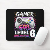 Gamer Girl Level 6 Unlocked Video Game 6th Birthda マウスパッド (マウス)