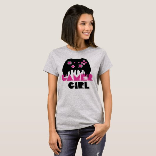 Gamer girl Mädchen Frauen Gaming Videogame Tシャツ (正面フル)