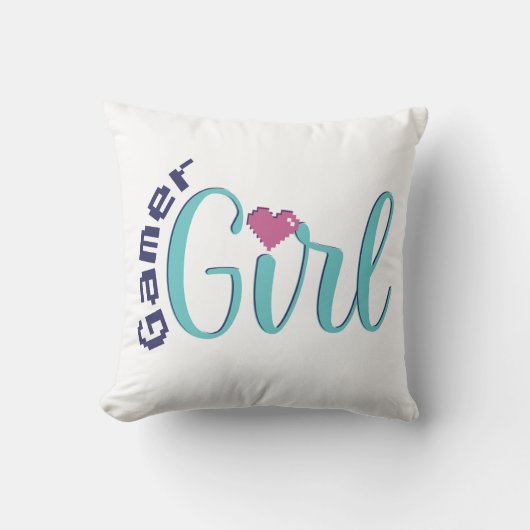 Gamer Girl Throw Pillow - Perfect Gaming Gift クッション (正面)