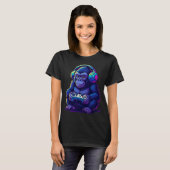 Gamer Gorilla with Headphones — Neon Gaming Vibes Tシャツ (正面フル)
