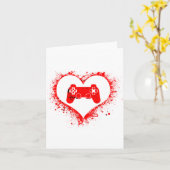 Gamer Heart Valentines Day Video Games Boys Kids T カード (黄色い花)