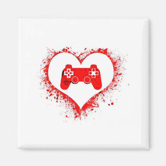 Gamer Heart Valentines Day Video Games Boys Kids T マグネット (正面)