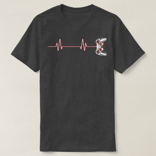 Gamer Heartbeat Cool Video Game Controller for Ner Tシャツ (デザイン正面)
