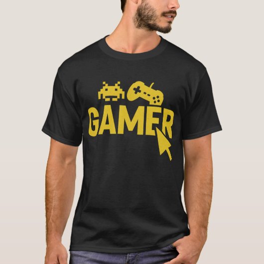 “Gamer Icons T-Shirt – Retro Controller and Pixel  Tシャツ (正面)