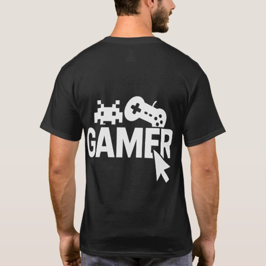 “Gamer Icons T-Shirt – Retro Controller and Pixel  Tシャツ (裏面)