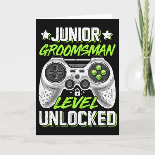 Gamer Junior Groomsman Level Unlocked Video Gaming カード (正面)