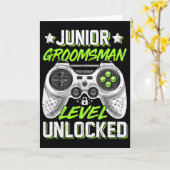 Gamer Junior Groomsman Level Unlocked Video Gaming カード (黄色い花)