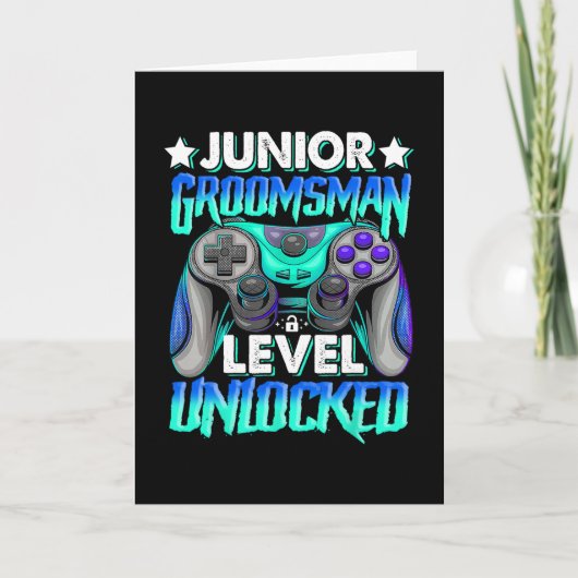Gamer Junior Groomsman Level Unlocked Video Gaming カード (正面)