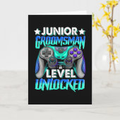 Gamer Junior Groomsman Level Unlocked Video Gaming カード (黄色い花)