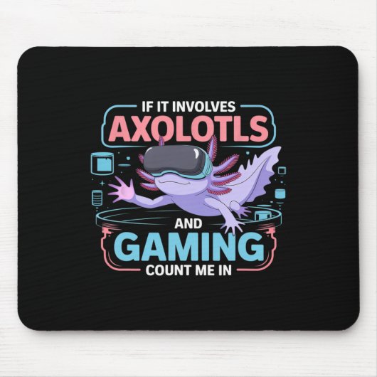 Gamer Kawaii Axolotl Anime Theme Fun For All マウスパッド (正面)