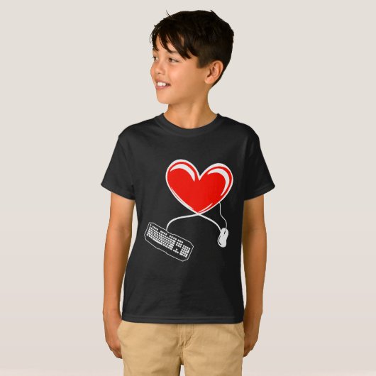 Gamer Keyboard And Mouse Video Game Heart Gaming L Tシャツ (正面フル)