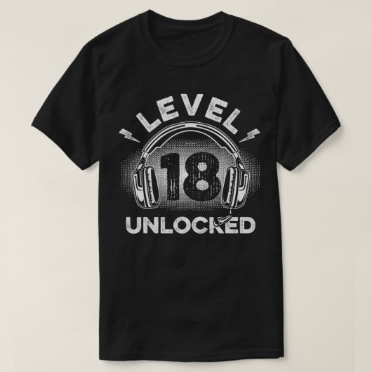 Gamer Level 18 Unlocked Video Game Fan 18th Birthd Tシャツ (デザイン正面)