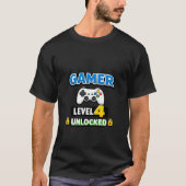 Gamer Level 4 Unlocked Beginner Controller Funny Tシャツ (正面)