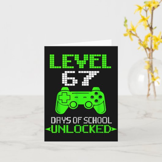 Gamer Level 6 7 Unlocked 100th Day Of School Meme  カード (黄色い花)