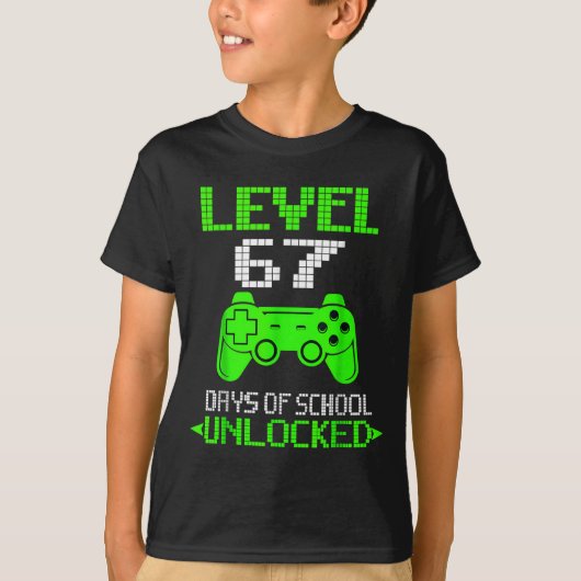 Gamer Level 6 7 Unlocked 100th Day Of School Meme  Tシャツ (正面)