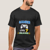 Gamer Level 7 Unlocked Beginner Controller Funny Tシャツ (正面)