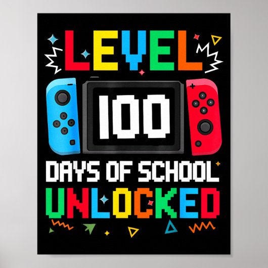 Gamer Level Unlocked 100 Days Of School Student Bo ポスター (正面)