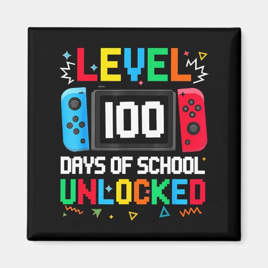 Gamer Level Unlocked 100 Days Of School Student Bo マグネット (正面)