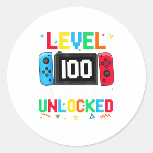 Gamer Level Unlocked 100 Days Of School Student Bo ラウンドシール (正面)