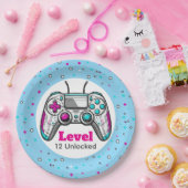 Gamer Level up Video Game Controller Birthday ペーパープレート (パーティー)