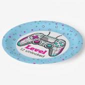 Gamer Level up Video Game Controller Birthday ペーパープレート (アングル)