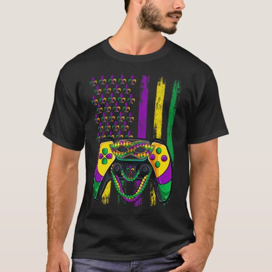 Gamer Mardi Gras Beads Shirt Tシャツ (正面)