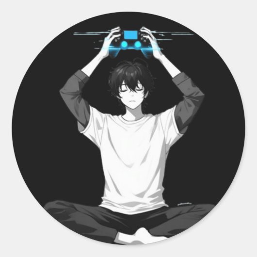 Gamer Meditation Mind Loading ラウンドシール (正面)