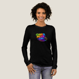 Gamer Mode On - カラフルなネオンのゲーミングタイポグラフィ wi トライブレンドTシャツ