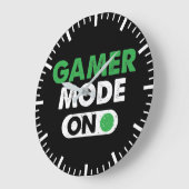 Gamer Mode On - Funny Video Gamer, Gaming Humor ラージ壁時計 (傾斜)