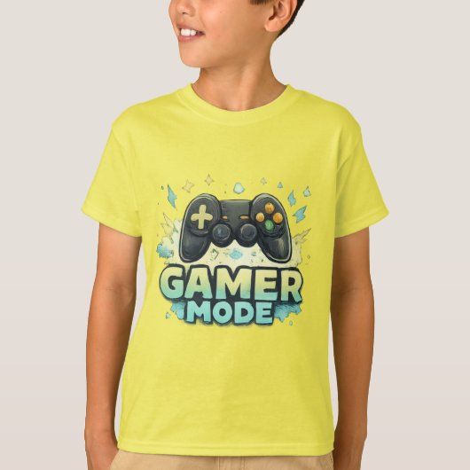 Gamer Mode ON - Kids Video Game Controller Graphic Tシャツ (正面)
