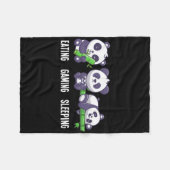 Gamer Panda Eating Gaming Sleeping For Multiplayer フリースブランケット (正面(横))