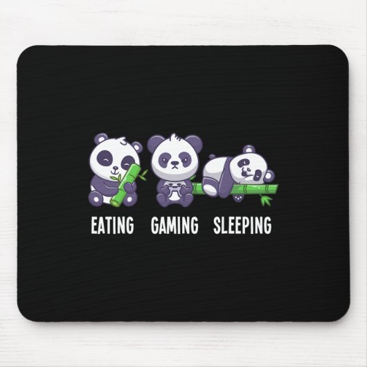 Gamer Panda Eating Gaming Sleeping For Multiplayer マウスパッド (正面)
