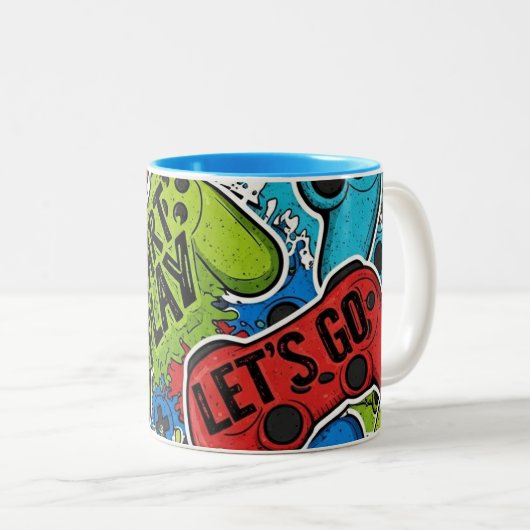 Gamer Pattern Coffee Mug ツートーンマグカップ (正面右)
