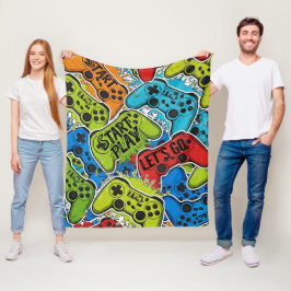Gamer Pattern Fleece Blanket フリースブランケット