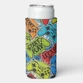 Gamer Pattern Foam Can/Bottle Cooler スリム缶クーラー
