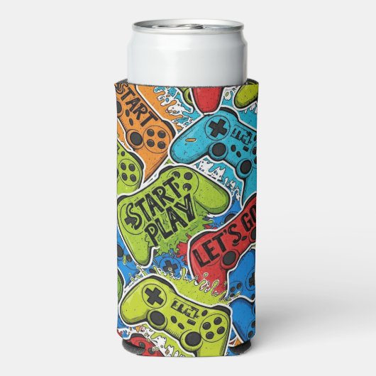 Gamer Pattern Foam Can/Bottle Cooler スリム缶クーラー (Seltzer裏面)