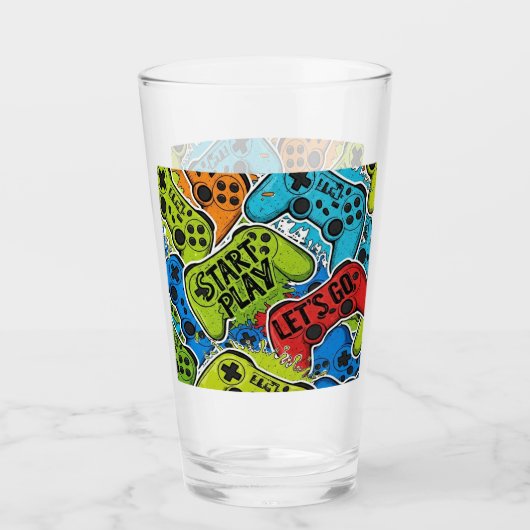 Gamer Pattern Glass Cup タンブラーグラス (正面)
