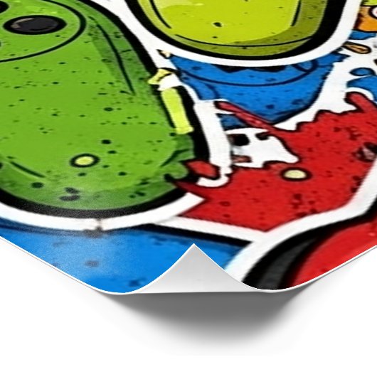 Gamer Pattern Glossy Poster ポスター (コーナー)