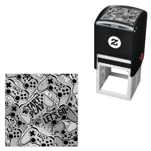 Gamer Pattern Self Inking Rubber Stamp セルフインキングスタンプ (インサイチュ)