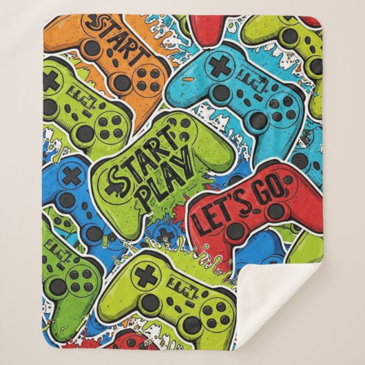 Gamer Pattern Sherpa Blanket シェルパブランケット (正面)