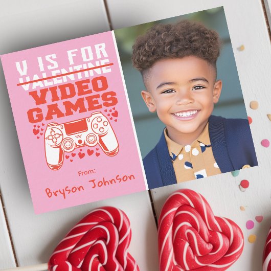 Gamer Photo Classroom Valentines Day Card ノートカード