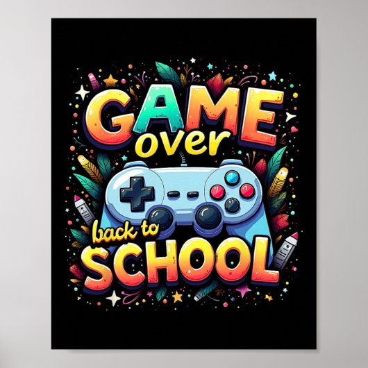Gamer Pixel Game Over Student Back To School  ポスター (正面)