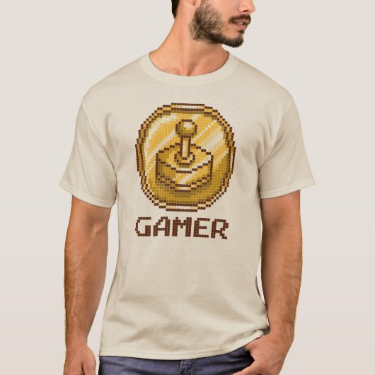 Gamer Pixel Joystick Emblem - Retro Gaming Tシャツ (正面)