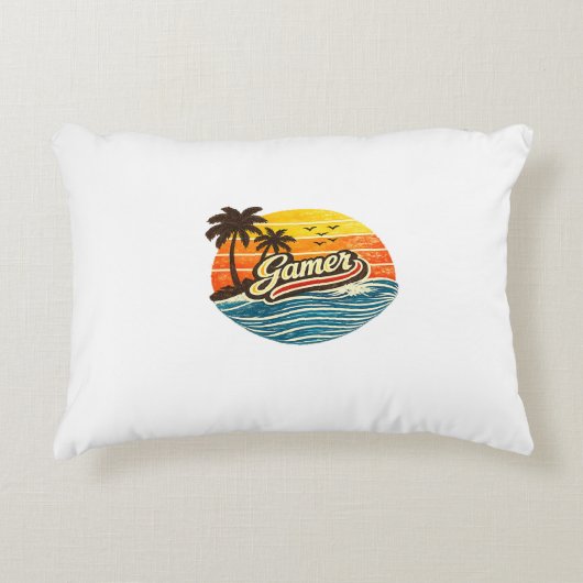 Gamer Retro Sunset Design アクセントクッション (正面)