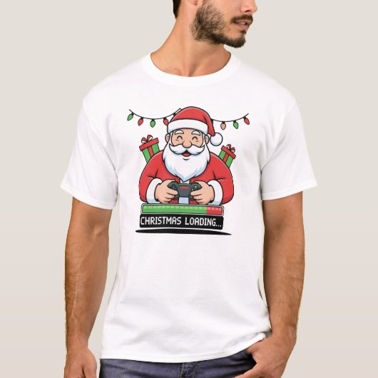Gamer Santa Loading Christmas Hoodie & Tee Tシャツ (正面)